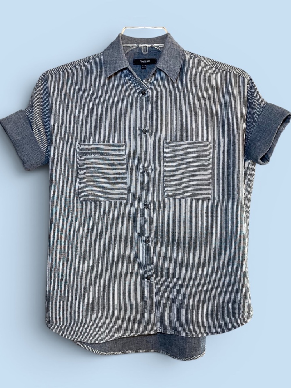 Madewell Courier Shirt Blue White Lilydale Stripe XXS (oversized)